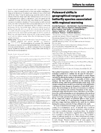 Poleward Shifts in Geographical Ranges of Butterfly Species Associated with Regional Warming