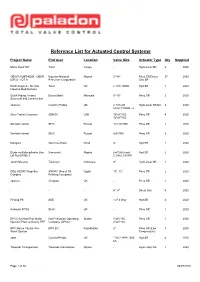 Actuator Reference List Report