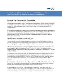 Beware the Constructive Trust Claim