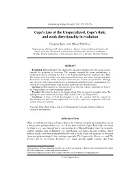 Cope's Law of the Unspecialized, Cope's Rule, and Weak