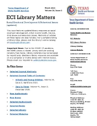ECI Library Matters Social Emotional Development & Behavioral Issues (Updated)
