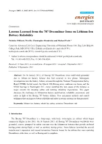 Lessons Learned from the 787 Dreamliner Issue on Lithium-Ion Battery Reliability
