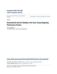 Rachmaninoff and the Flexibility of the Score: Issues Regarding Performance Practice