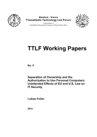 TTLF Working Papers, No. 5: Separation Of