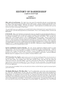 HISTORY of BARBERSHOP Compiled by David Wright