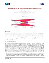 Hypersonic Air Intake Design for High Performance and Starting