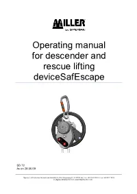 Operating Manual for Descender and Rescue Lifting Devicesafescape