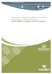Riparian Sites of Significance Based on the Habitat Requirements of Selected Bird Species : Technical Report to Support Policy Development