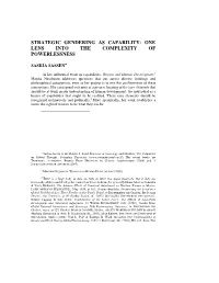 "Strategic Gendering As Capability: One Lens Into the Complexity Of