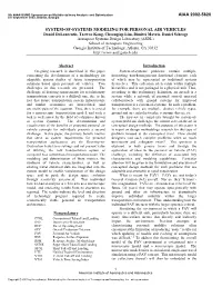System of Systems Modeling for Personal Air Vehicles