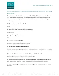 Ad Tracking Research 2016 Q & a the Following Are Answers To