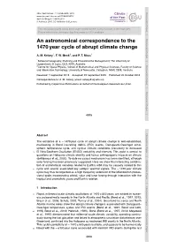 An Astronomical Correspondence to the 1470 Year Cycle of Abrupt Climatea