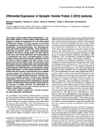 Differential Expression of Synaptic Vesicle Protein 2 (SV2) Lsoforms