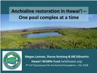 Anchialine Restoration in Hawai'i – One Pool Complex at a Time