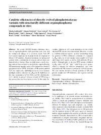 Catalytic Efficiencies of Directly Evolved Phosphotriesterase Variants with Structurally Different Organophosphorus Compounds in Vitro