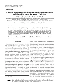Colloidal Quantum Dot Photodiodes with Ligand-Dependable and Photolithographic Patterning Technique