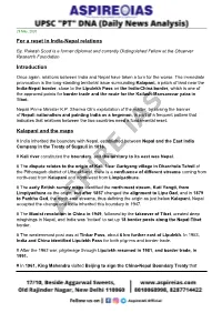 For a Reset in India-Nepal Relations Introduction Kalapani and the Maps