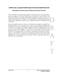 Preliminary Description of Surface Storage Options