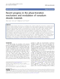 Recent Progress in the Phase-Transition Mechanism and Modulation of Vanadium Dioxide Materials Zewei Shao1,2,Xuncao1,2, Hongjie Luo3 Andpingjin1,4