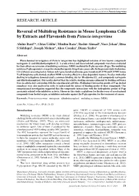 Reversal of Multidrug Resistance in Mouse Lymphoma Cells by Extracts and Flavonoids from Pistacia Integerrima