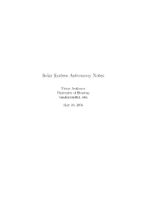 Solar System Astronomy Notes
