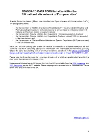 STANDARD DATA FORM for Sites Within the 'UK National Site Network of European Sites'