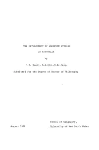 THE DEVELOPMENT of LANDFORM STUDIES in AUSTRALIA by H.I