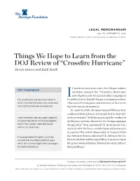 Things We Hope to Learn from the DOJ Review of “Crossfire Hurricane” Steven Groves and Zack Smith