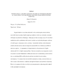 Abstract PHYSIOLOGICAL and PHYLOGENETIC STUDIES of THE