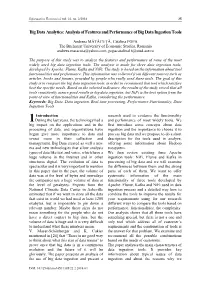 Analysis of Features and Performance of Big Data Ingestion Tools