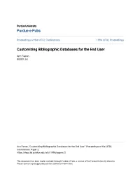 Customizing Bibliographic Databases for the End User
