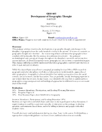 GEO 603 Development of Geographic Thought Fall 2020