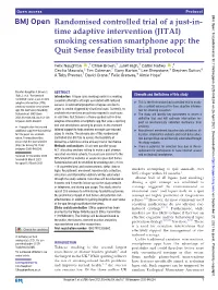 (JITAI) Smoking Cessation Smartphone App: the Quit Sense Feasibility Trial Protocol
