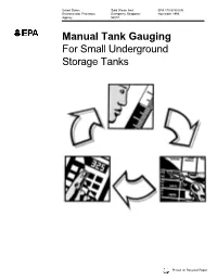 Manual Tank Gauging for Small Underground Storage Tanks