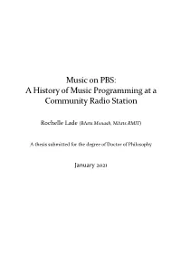 Music on PBS: a History of Music Programming at a Community Radio Station