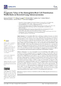 Prognostic Value of the Hemoglobin/Red Cell Distribution Width Ratio in Resected Lung Adenocarcinoma