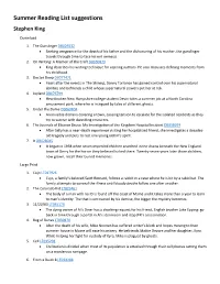 Summer Reading List Suggestions Stephen King