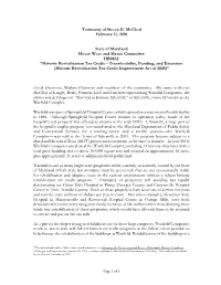 Testimony of Steven D. Mccleaf February 21, 2020 State Of