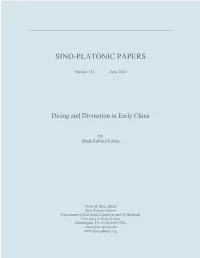 Dicing and Divination in Early China