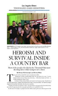HEROISM and SURVIVAL INSIDE a COUNTRY BAR Most of the People Who Died in the Thousand Oaks Mass Shooting Did So While Trying to Save Others