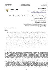 National Insecurity and the Challenges of Food Security in Nigeria