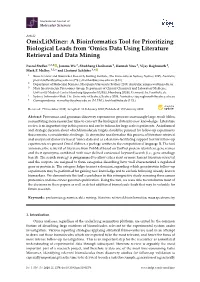A Bioinformatics Tool for Prioritizing Biological Leads from ‘Omics Data Using Literature Retrieval and Data Mining