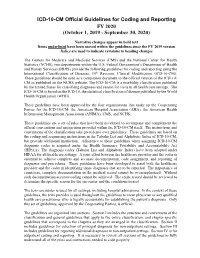 (FY) 2020 ICD-10-CM Official Guidelines for Coding and Reporting