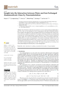 Insight Into the Interaction Between Water and Ion-Exchanged Aluminosilicate Glass by Nanoindentation