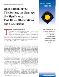 Openedition MVS: the System, the Strategy, the Significance: Part III — Observations and Conclusions