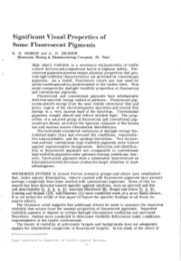 Significant Visual Properties of Some Fluorescent Pigments