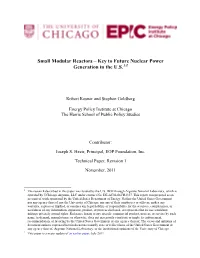Small Modular Reactors – Key to Future Nuclear Power Generation in the U.S.1,2