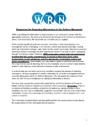 WRN's Resources for Reporting Misconduct in the Reform Movement