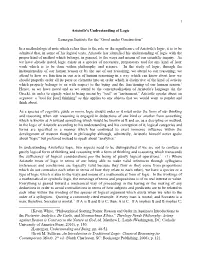 1 Aristotle's Understanding of Logic Lonergan Institute for the “Good