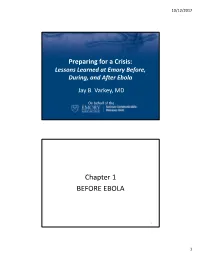 Chapter 1 BEFORE EBOLA